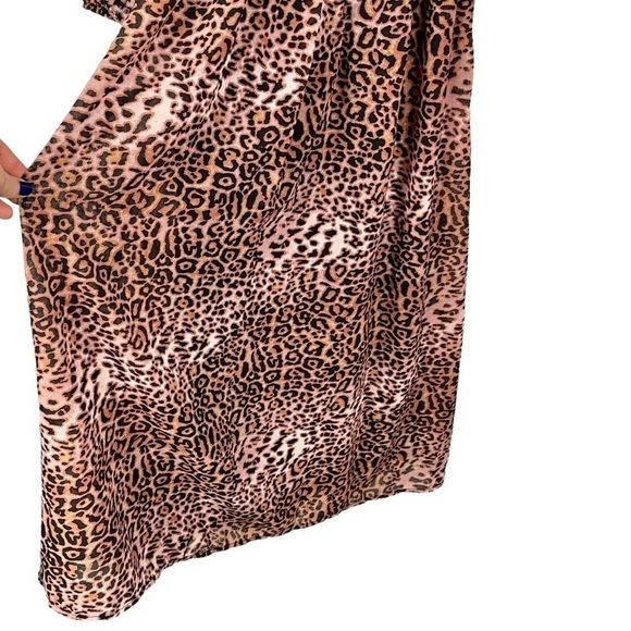 ANTHROPOLOGIE RANNA GILL BROWN MOTIF CHEETAH LONG SLEEVE CUT OUT MIDI DRESS - Picture 9 of 13